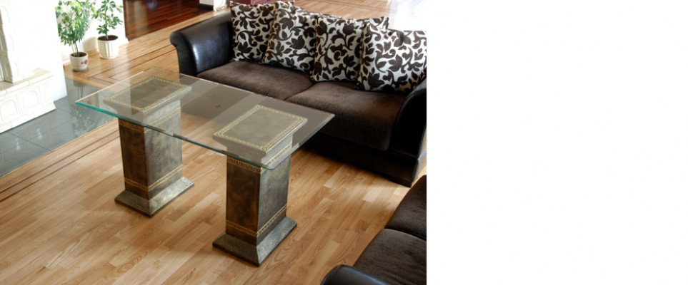 Design-Säulendëscht, Couchtisch, Iessdësch, Dësch, Iesszëmmer, Wunnzëmmer 6035 Nei