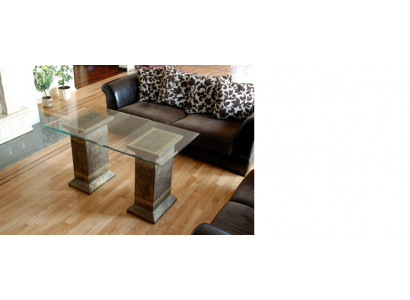 Design-Säulendëscht, Couchtisch, Iessdësch, Dësch, Iesszëmmer, Wunnzëmmer 6035 Nei
