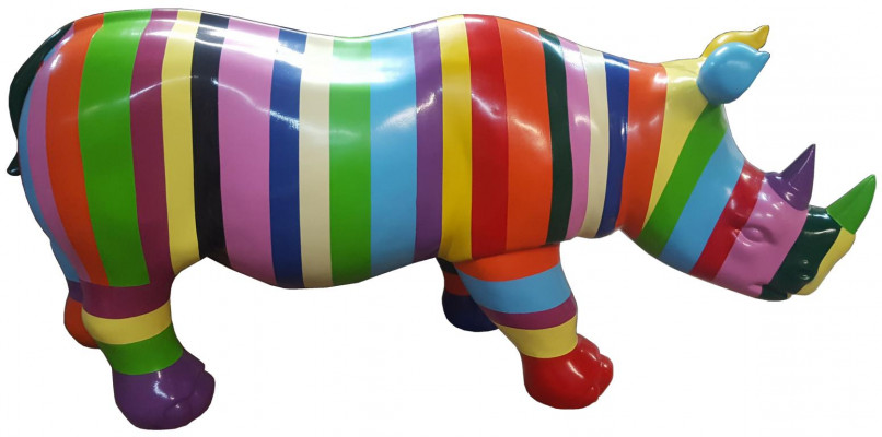 Nashorn Abstrakt Skulpturen Bunt Figur Bemoolt Statuen Gaart Handaarbecht Konscht