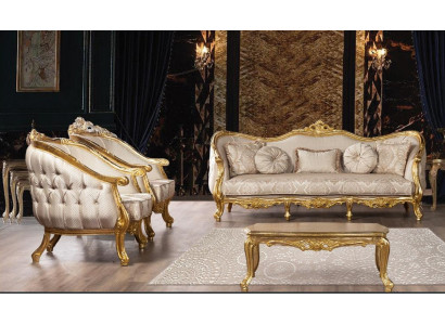 Barock Sofa Garnitur 3+1+1 Sëtzer Chesterfield Sofa Sofasen Sessell Sëtz Garnitur