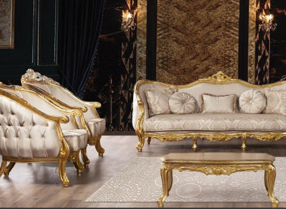 Barock Sofa Garnitur 3+1+1 Sëtzer Chesterfield Sofa Sofasen Sessell Sëtz Garnitur