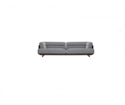 Luxus Wunnzëmmer Set Grey Canapé mat Sëtz 2x Hocker Modernen Design