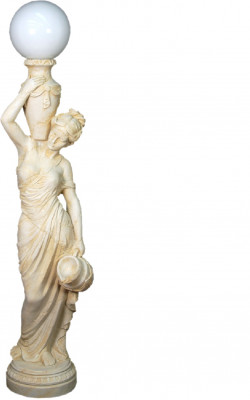 Antik Stil Figur Liewensgréisst mat Beliichtung Steelamp Luucht Luuchten Standluucht