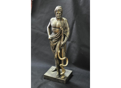 Statue Bëscht Eskulap mat Schlaang Apdikt Dokter Skulptur Skulpturen Figuren 0042