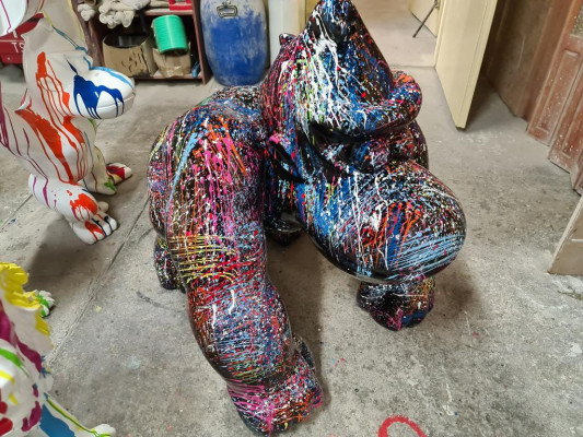 Skulptur Design Figur Statue Figuren Gorilla Abstrakt Terrass Dekoratioun Deko
