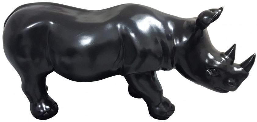 Nashorn Figur Statu Figurë Statuen Skulptur Gaart Dekoratioun Abstrakt Schwaarz