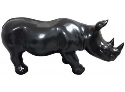 Nashorn Figur Statu Figurë Statuen Skulptur Gaart Dekoratioun Abstrakt Schwaarz