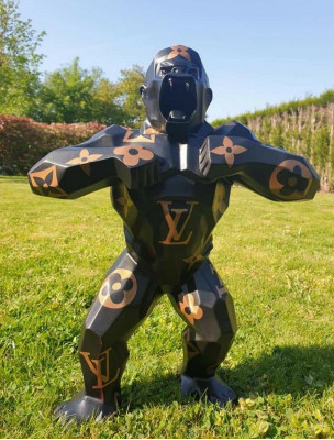 Dekoratioun Gaartfigur Gorilla Abstrakt Statu Deko Faarweg Bemoolte Statuen Nei