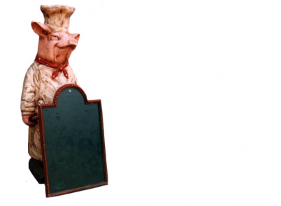 Restaurant Hiewer Dësch Steak Figür Statue Skulptur Figuren Skulpturen Gastro