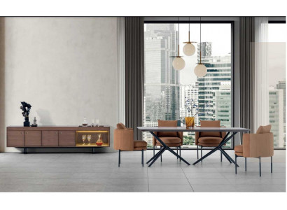 Iesszëmmer Modernen Set Dësch 4x Stull Kommode Luxus Designer Set