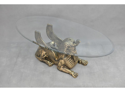Couchtisch Dësch Glastischen Dëscher Pharao Sphinx Niewendësch Glas Ägypten 120x60cm