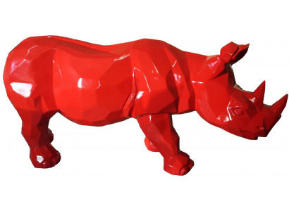 Rout Nashorn Figur Statue Figuren Statuen Skulptur Gaart Dekoratioun Abstrakt
