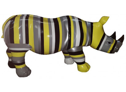 Skulpturen Nashorn Abstrakt Faarweg Figur Bemoolt Statuen Gaart Handaarbecht Konscht