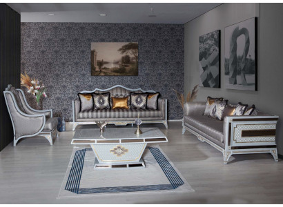 Klassesch Sofa-Garnitur Kinneklechen Stil Miwwelen Sofa Divan Set Couchdësch 4tlg