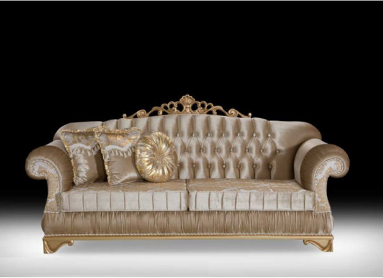 Design Chesterfield 3+1 Plaz Sofa Dëscht Stoff Couch Sëtz Polster Sofa Couchen