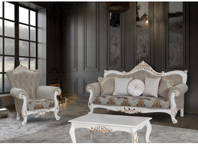 Sëtzgrupp 3+1 Sëtz Couchtisch Polster Garnitur Sofaen Chesterfield