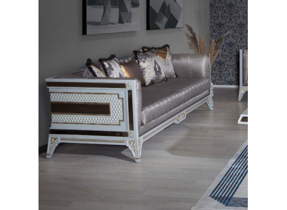 Designer Modern Luxus Sofa 3 Sëtzer Holzmiwwelen Polster Textil Gro Nei