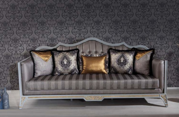 Sofa 3-Sëtzer Canapéë Sofas Dräisëtzer Texteil Luxus Canapé Polster Barock