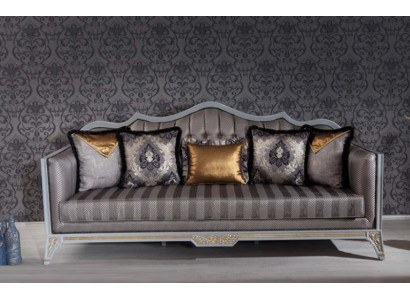 Sofa 3-Sëtzer Canapéë Sofas Dräisëtzer Texteil Luxus Canapé Polster Barock