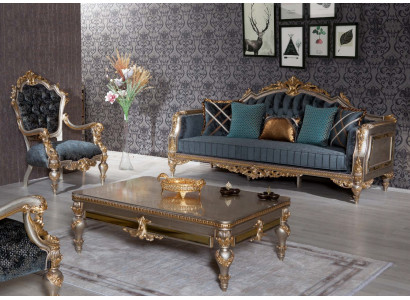 Sofagarnitur 3+1 Sëtz Couch Sëtz Polster Couchtisch 3tlg. Set Garnitur Miwwelen