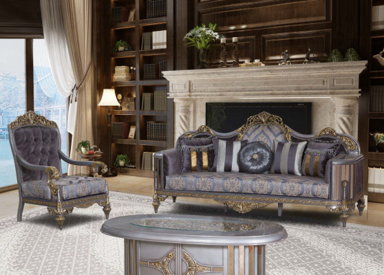 Sofa am klassesche Stil mat Chesterfield-Design fir d'Wunnzëmmer.