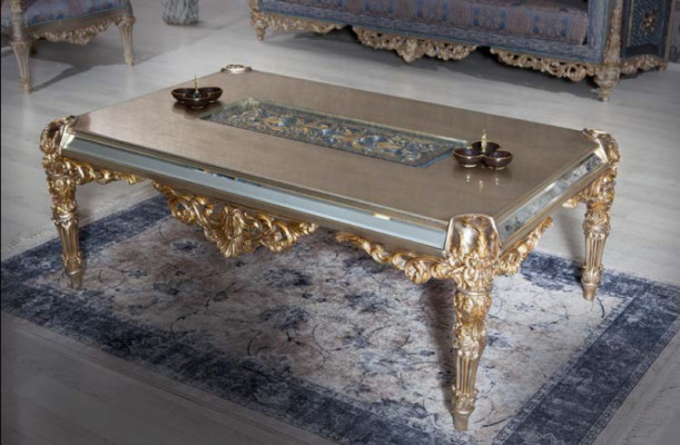Barock Sofa Chesterfield 3+1 Sëtzer Dësch Sofagarnitur Miwwelen Polster