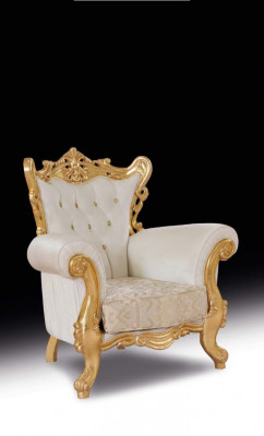 Chesterfield Fauteuil Wäiss Couch 1 Sëtz Holz Textil Couches Polster Nei
