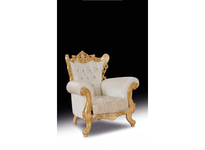 Chesterfield Fauteuil Wäiss Couch 1 Sëtz Holz Textil Couches Polster Nei