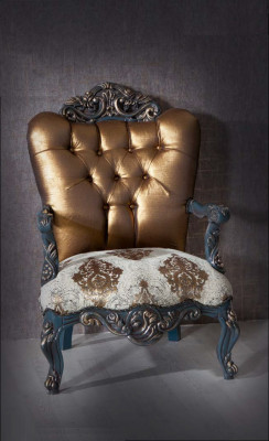 Chesterfield Design Sesselen mat goldener Réckleen fir Wunnzëmmer