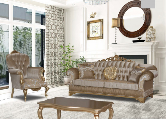 Gëllenen Canapé-Dësch Dësch Niewendësch Kaffisdësch Luxus Holz Design Modern