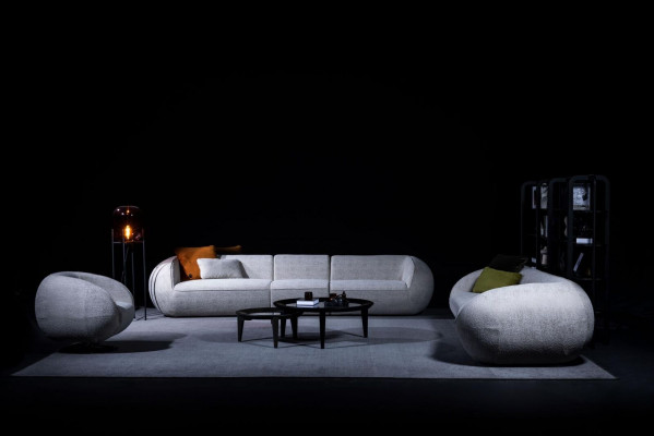 Grouss Fënnefsëtz Wohnzimmerméiwer Textil Couchen Luxus Modern Miwwelen