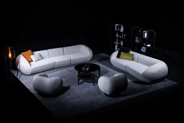 Grouss Fënnefsëtz Wohnzimmerméiwer Textil Couchen Luxus Modern Miwwelen