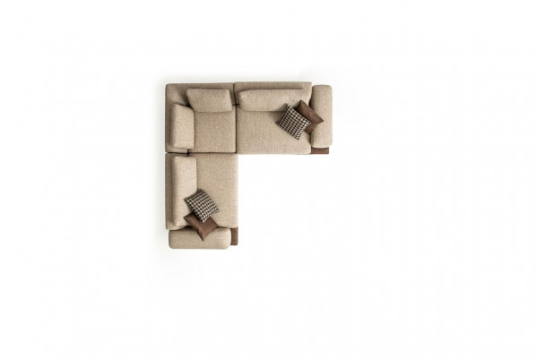 Modernen Eckcouch an L-Form fir Wunnzëmmer, Textile Couch, nei Miwwel.