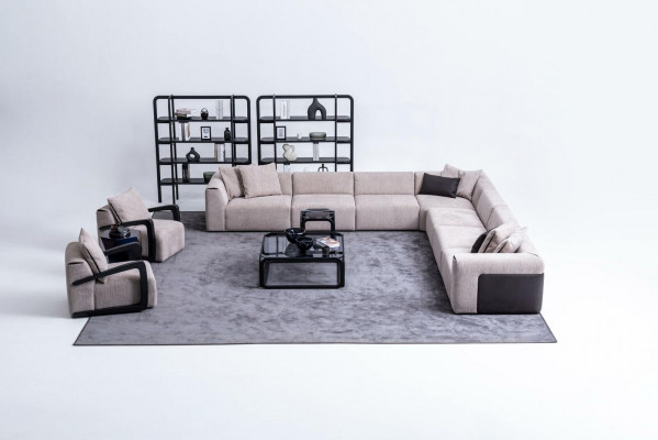 Luxus Sofa-Set Sëtzgrupp Wunnlandschaft L-Form Sofa Fauteuil Textil Nei