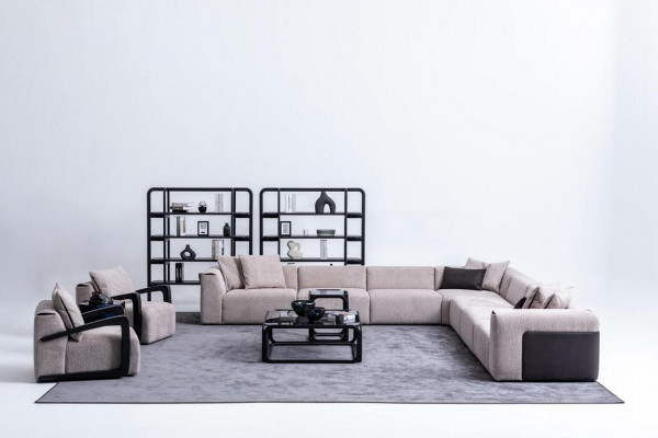 Luxus Sofa-Set Sëtzgrupp Wunnlandschaft L-Form Sofa Fauteuil Textil Nei