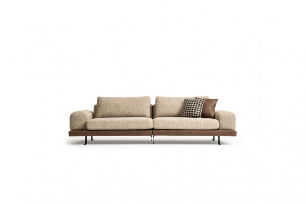 Beige Sofa Luxus Drësëtzer Moderne Stil Wunnzëmmer Couch Polstersaar.