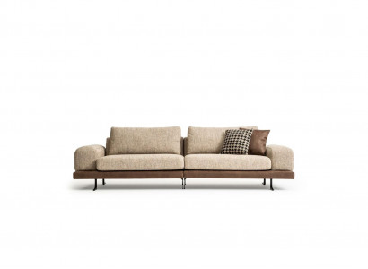 Beige Sofa Luxus Drësëtzer Moderne Stil Wunnzëmmer Couch Polstersaar.
