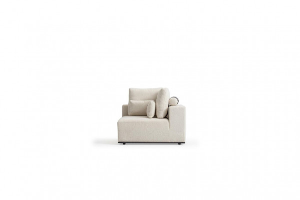 Wäisst Polstersofa Modern Couch Dräisëtzer Textiliwwel Holzgestell Nei