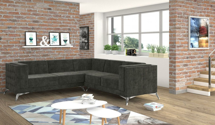 Wunnlandschaft Ecksofa L-Form Sofa Couch Deko Design Couch Textil Modern