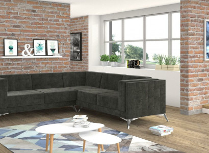 Wunnlandschaft Ecksofa L-Form Sofa Couch Deko Design Couch Textil Modern