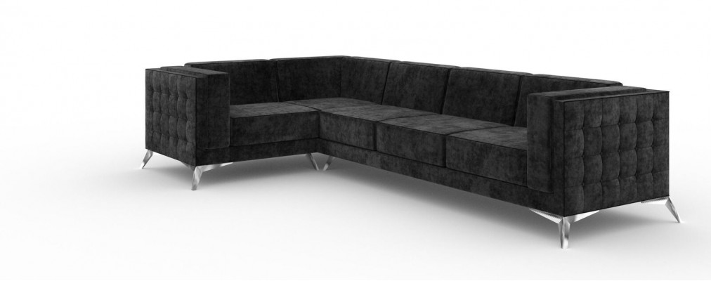 Chesterfield Ecksofa L-Form Stoff Design Canapé Polster Sëtz Textil Canapé Eck Nei