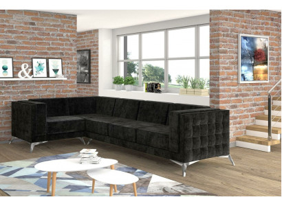Chesterfield Ecksofa L-Form Stoff Design Canapé Polster Sëtz Textil Canapé Eck Nei