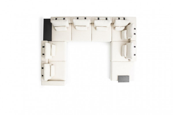 Wunnlandschaft U-Form Sofa Wäiss Polstermöbel Textil Sofa Holzgestell