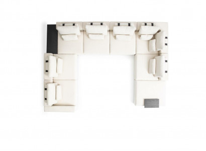 Wunnlandschaft U-Form Sofa Wäiss Polstermöbel Textil Sofa Holzgestell