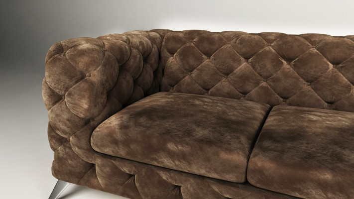 Samt Eckcanapé Chesterfield Canapé Polstersëtzt Grupp Couch Wunnlandschaft