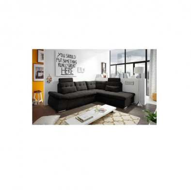 Ecksofa L-Form Sofa Canapé Design Polster Modern Textil Schlofffunktioun Stoff