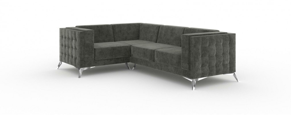 Chesterfield Ecksofa L-Form Stoff Couch Design Polster Sëtz Textil Sofa Eck Nei