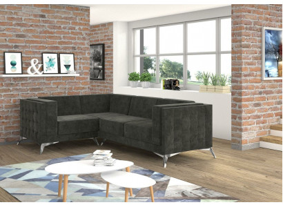 Chesterfield Ecksofa L-Form Stoff Couch Design Polster Sëtz Textil Sofa Eck Nei