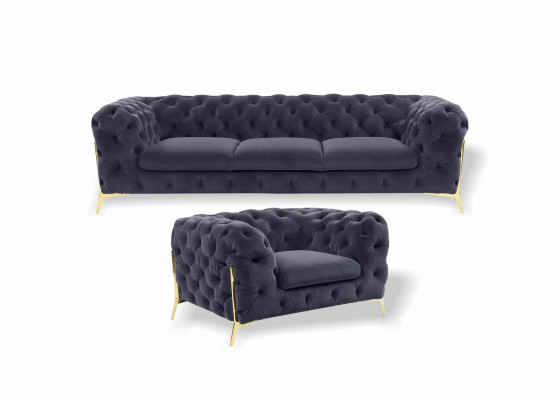 Italienesch Miwwelen Sofagarnitur 3+1 Setzer Design Sofa Polster Couchen Chesterfield