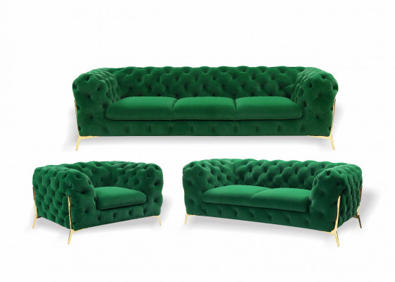 Luxus Chesterfield Polster Sofasett aus Samt 3+2 Sëtzer Couch Set Garnitur